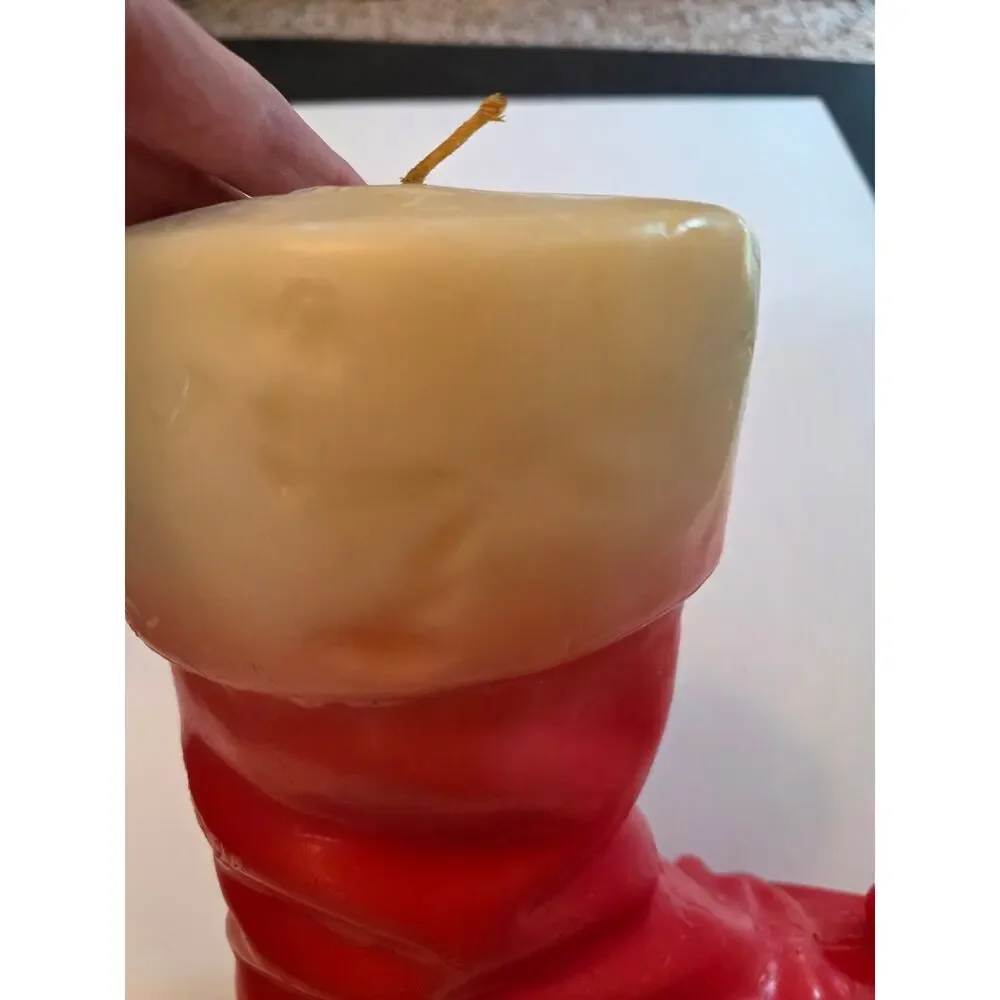 XL Vintage Santa Boot Unlit Candle Novelty Whimsical Christmas Holiday Rare READ